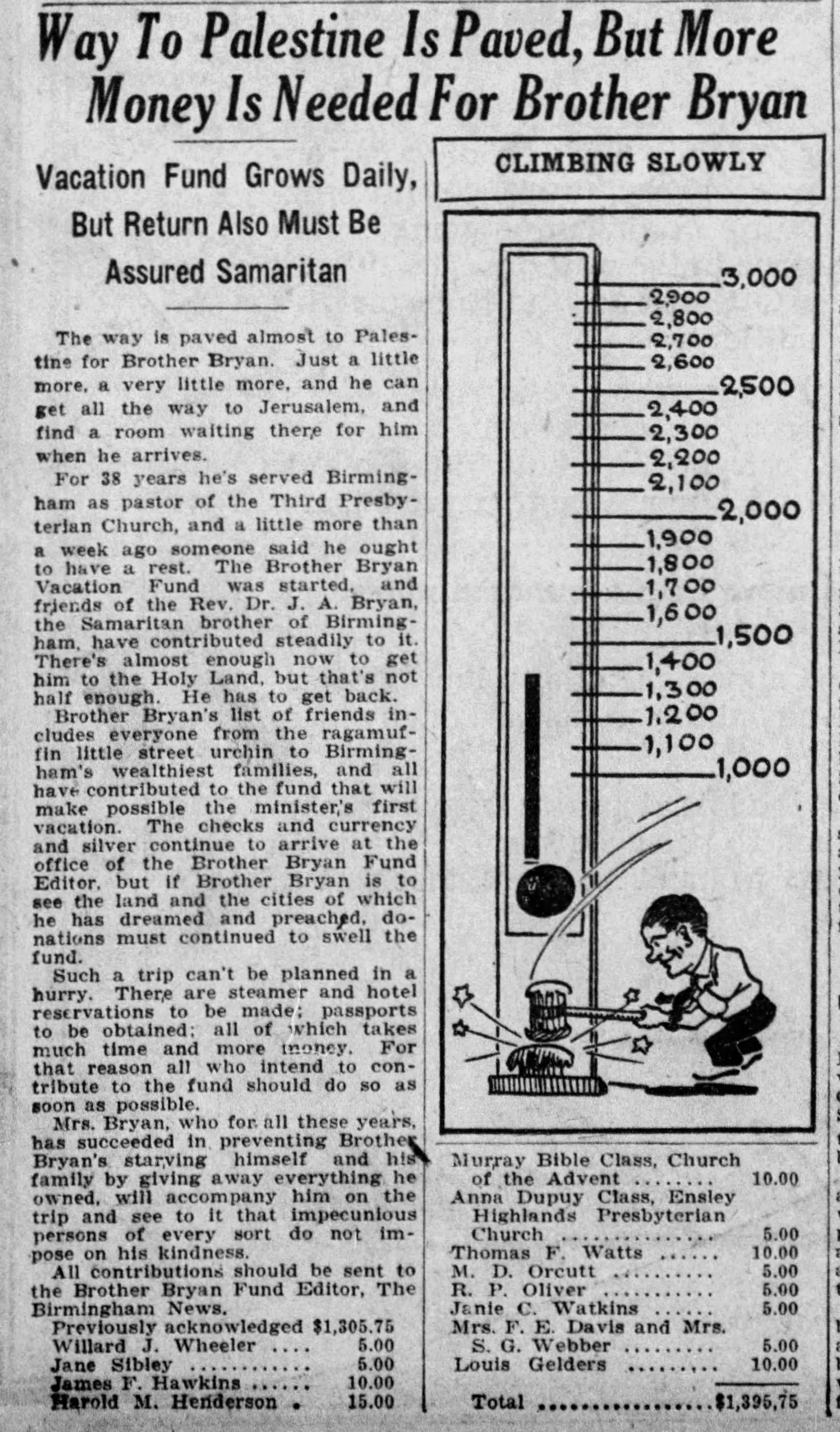 Way To Palestine Is Paved, But More Money Is Needed for Brother Bryan